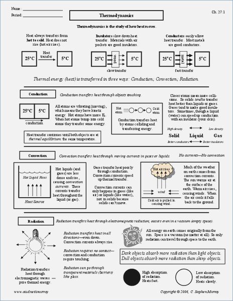 Thermodynamics Worksheet Chapter 27 Answers â Webmart Me